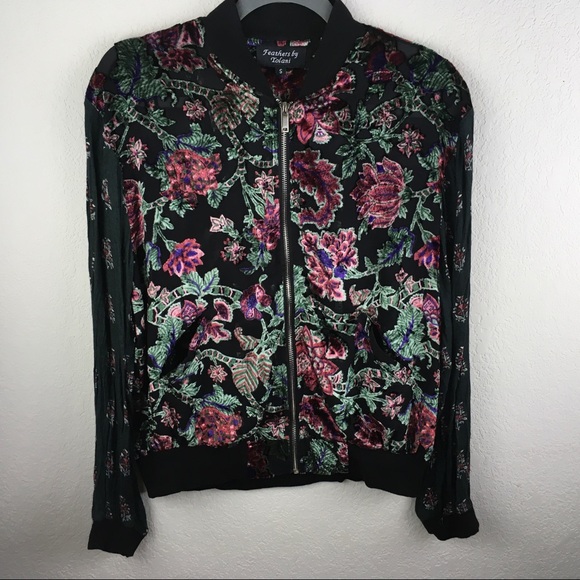 Tolani Velvet Burnout Bomber Jacket - Picture 3 of 8